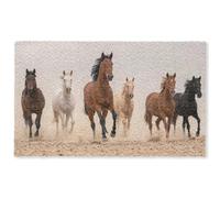 OnlyWow© Alfombra Salon Rectangular 150x90 cm Redondas Rugs For Living Room Grande Pelo Corto Comedor Alfombrilla XXL Absorbente De Sonido Manada de Caballos - Nube de Polvo - Marrón - Negro