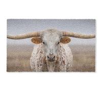 OnlyWow© Alfombra Salon Rectangular 150x90 cm Redondas Rugs For Living Room Grande Pelo Corto Comedor Alfombrilla XXL Absorbente De Sonido Longhorn - Campo de Hierba - Animal