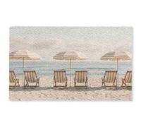 OnlyWow© Alfombra Salon Rectangular 150x90 cm Redondas Rugs For Living Room Grande Pelo Corto Comedor Alfombrilla XXL Absorbente De Sonido Playa - Sillas - Sombrilla