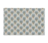 OnlyWow© Alfombra Salon Rectangular 180x120 cm Redondas Rugs For Living Room Grande Pelo Corto Comedor Alfombrilla XXL Absorbente De Sonido Abanico - Clásico - Azul