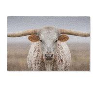 OnlyWow© Alfombra Salon Rectangular 180x120 cm Redondas Rugs For Living Room Grande Pelo Corto Comedor Alfombrilla XXL Absorbente De Sonido Longhorn - Campo de Hierba - Animal