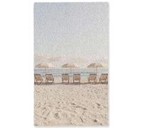 OnlyWow© Alfombra Salon Rectangular 90x150 cm Redondas Rugs For Living Room Grande Pelo Corto Comedor Alfombrilla XXL Absorbente De Sonido Playa - Sillas - Sombrilla