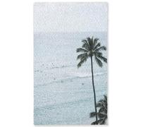 OnlyWow© Alfombra Salon Rectangular 90x150 cm Redondas Rugs For Living Room Grande Pelo Corto Comedor Alfombrilla XXL Absorbente De Sonido Océano - Palmeras - Surfistas