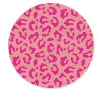 OnlyWow© Alfombra Salon Redondo 120x120 cm Redondas Rugs For Living Room Grande Pelo Corto Comedor Alfombrilla XXL Absorbente De Sonido Pantera - Rosa - Estampado Animal - Minimalista