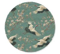 OnlyWow© Alfombra Salon Redondo 120x120 cm Redondas Rugs For Living Room Grande Pelo Corto Comedor Alfombrilla XXL Absorbente De Sonido Flor de Cerezo - Flores de Maternidad - Verde