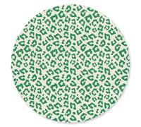 OnlyWow© Alfombra Salon Redondo 150x150 cm Redondas Rugs For Living Room Grande Pelo Corto Comedor Alfombrilla XXL Absorbente De Sonido Estampado Pantera - Verde - Beige - Animal Print