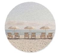 OnlyWow© Alfombra Salon Redondo 150x150 cm Redondas Rugs For Living Room Grande Pelo Corto Comedor Alfombrilla XXL Absorbente De Sonido Playa - Sillas - Sombrilla