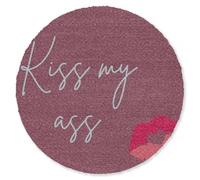 OnlyWow© Alfombra Salon Redondo 90x90 cm Redondas Rugs For Living Room Grande Pelo Corto Comedor Alfombrilla XXL Absorbente De Sonido Bésame el Culo - Labio - Burdeos