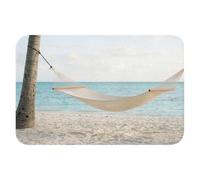 OnlyWow© Alfombrilla Baño Rectangular 60x40 cm Alfombra Ducha Tapete Banheira Antiderrapante Lavable Non Slip Antideslizante Bathroom Deco Hamaca - Playa - Blanca