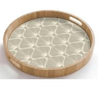OnlyWow© Bandeja De Madera Bandejas para Servir Comida Desayuno Decorativas | 50x50 cm - Redonda - Roble Antideslizante Cocina Cafe Decoracion Panel - Ginkgo - Arena