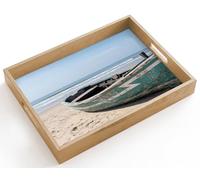 OnlyWow© Bandeja Madera De Roble Bandejas Desayuno para Servir Comida | 40x30 cm - Rectangular - Cocina Resistente Al Calor Cafe Tray Tabuleiro Barco - Playa arena - Mar