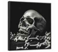OnlyWow© Cuadros Decoracion Salon Modernos 50x50 cm Lienzo Con Marco Para Dormitorios Cuadro Decorativos De Lienzos Decorativo Pared Calavera - Huesos - Cráneo - Negro