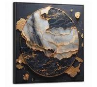 OnlyWow© Cuadros Decoracion Salon Modernos 90x90 cm Lienzo Con Marco Para Dormitorios Cuadro Decorativos De Lienzos Decorativo Pared Arte - Oro - Negro - Moderno - Abstracto