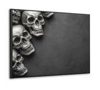 OnlyWow© Lienzo Con Marco 70x50 cm Cuadros Decoracion Salon Modernos Dormitorio Lienzos Canvas Living Room Wall Art Comedor Esqueleto - Calaveras - Cráneos - Negro