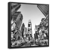 OnlyWow© Lienzo Con Marco De Madera 20x20 cm Canvas Cuadro Decorativo Salon Dormitorios Lienzos Living Room Wall Art Comedor Pasillo Times Square - New York - Blanco - Negro