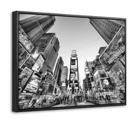 OnlyWow© Lienzo Con Marco De Madera 40x30 cm Canvas Cuadro Decorativo Salon Dormitorios Lienzos Living Room Wall Art Comedor Pasillo Times Square - New York - Blanco - Negro