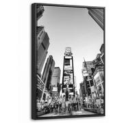 OnlyWow© Lienzo Con Marco De Madera 40x60 cm Canvas Cuadro Decorativo Salon Dormitorios Lienzos Living Room Wall Art Comedor Pasillo Times Square - New York - Blanco - Negro