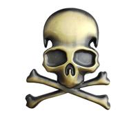 OnlyYou.X - Emblema de esqueleto de calavera, insignia de esqueleto, calavera compatible con pastilla universal y coche, bronce, 1 pieza de metal