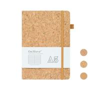 OnMove Lined Notebook Journal for Women Men 160 Pages A5 Hardcover Leather with Pen Holder College Ruled Journals for Work Note Taking Travel School (Cork-2)