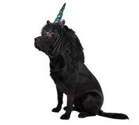 Onmygogo Divertidos disfraces de alce para perro, bonita peluca peluda para Halloween, Navidad, accesorios de ropa para mascotas (M, unicornio negro)