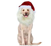 Onmygogo Divertidos disfraces de reno para mascotas, bonita peluca peluda para Halloween, Navidad, accesorios de ropa para mascotas (Cláusula Stanta, M)