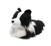 Onmygogo Pantuflas peludas de invierno para interiores Border Collie Yorkshire Schnauzer con diseño de perro para mujeres y hombres (9-10.5, Border Collie), Blanco y Negro