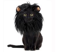 Onmygogo Peluca de Melena de león para Gatos y Perros, Divertidos Disfraces de Gato para Halloween, Navidad, Accesorios de Ropa para Mascotas peludas (S, Negro)