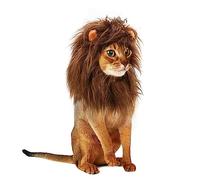 Onmygogo Peluca de melena de león para gatos y perros, divertidos disfraces de gato para Halloween, Navidad, accesorios de ropa para mascotas peludas (S, café)