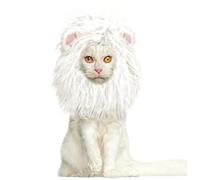 Onmygogo Peluca de Melena de león para Gatos y Perros, Divertidos Disfraces de Gato para Mascotas para Halloween, Navidad, Accesorios de Ropa Peluda para Mascotas (S, Blanco)