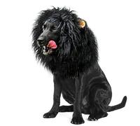 Onmygogo Peluca de melena de león para perros con orejas, disfraces divertidos para mascotas para Halloween y Navidad (M, negro)