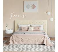 OnNuvo Cama de matrimonio Paris de 160 x 190 cm, color beis, marca italiana, listones independientes reforzados, materiales y acabados de primera calidad, sistema de láminas con cancelación de ruido,