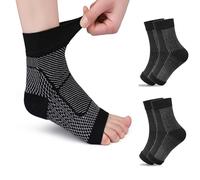 Onperpoe 2 pares de calcetines de compresión ortopédicos para mujer y hombre, calcetines de compresión para la noche, neuropatía, calcetines ortopédicos con soporte para arco (L/XL negro), Negro ,