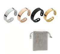 Onperpoe 4 anillos magnéticos de terapia magnética, de acero inoxidable con bolsa de terciopelo, anillos magnéticos de drenaje linfático, para mujer y hombre, anillo vital para la menopausia y la