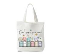 Onperpoe Bibelverse - Bolsa de tela cristiana con texto God Says You Are Bolsa de la compra para mujer, bolsa de la compra, regalos, bolsa de algodón, regalos cristianos para mujeres, 40 x 35 cm