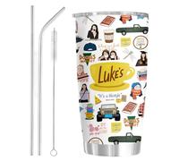 Onperpoe Gilmore Girls - Taza térmica con pajita, vaso de acero inoxidable de 20 oz con asa, tapa y cepillo de limpieza, taza térmica a prueba de fugas, regalo para amigos, familiares y fans de