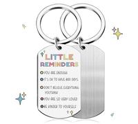 Onperpoe Little Reminders Llavero Regalo para Salud Mental, Regalos elevadores para Mujeres y Hombres You Are Enough Keychin Regalo Inspirador para Hija Madre Inicio de la Escuela, plata, 28mm*50mm