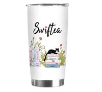 Onperpoe Swiftea Taza para aficionados a la música, taza de café, diseño de flores, taza aislada de acero inoxidable con tapa, regalo personalizado con nombre, regalo para hija o novia
