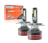 Onraying Bombilla LED H4 50000LM Para Faros de Coche, 6500K Blanco frío, IP68, Ventilador de Refrigeración, 99% de Compatibilidad, Duración 90000 Horas,alta luminosidad 900%, Tamaño Mini 1:1, 2 Piezas