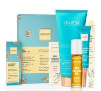 Onsen Secret Ultimate Nail Reboot Kit - Lima y pulidor de uñas profesional, bloque de 3 vías con almohadillas de repuesto, crema fortalecedora de cutículas, aceite de reinicio y loción de manos