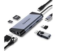 Onshida USB C Hub, Adaptador USB C 7 en 1 con HDMI 4K, Gigabit Ethernet Rj45, Type C PD, 2 USB 3.0 y Lector de Tarjetas SD/TF para MacBook Air/Pro, iPad Pro/Air, DELL XPS y más Dispositivos Tipo C