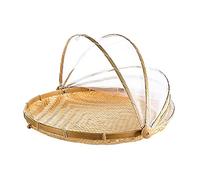 Onsinic Tejido a Mano Alimentos Cubierta a Prueba De Polvo Cesta Hecha a Mano La Cesta del Pan De Fruta Cubierta Cesta De Picnic con Una Gasa Accesorios De Cocina