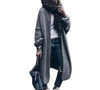 Onsoyours Cárdigan Largo Casual para Mujer Gran Tamaño Grueso Todos Los Días Abrigo Manga Larga Punto Cárdigans Frente Abierto A La Moda Suéter Otoño Invierno Gris S