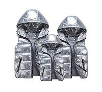 Onsoyours Chaleco Mujer Sin Mangas Cuello Alto Chaqueta Guateada con Cremallera Otoño Invierno Casual de Calentable Chaquetas Acolchado Fashion Retro Cómodo con Outerwear C Plata L