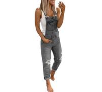 Onsoyours Mujer Baggy Peto de Pantalones Largos Gasa Mono Harem Anchos Talla Grande Casual Moda Bolsillos Tiras Fiesta A Gris X-Large