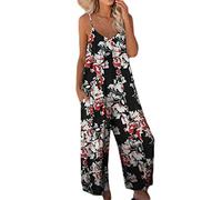 Onsoyours Mujer Playsuits Sin Mangas Cuello En V Estampado Mono De Una Pieza Elegante Mono Holgado Romper Suelto A3 M