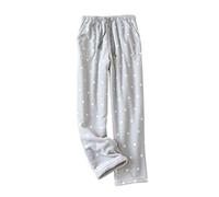 Onsoyours Pantalones de Pijama para Mujer Hombre de Coral Gruesos de Invierno Pantalones Cálidos Sueltos de Gran tamaño Pantalones con Cordón Mujer B Gris L
