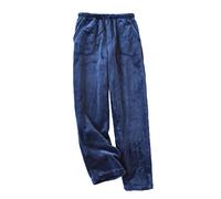 Onsoyours Pantalones de Pijama para Mujer Hombre de Coral Gruesos de Invierno Pantalones Cálidos Sueltos de Gran tamaño Pantalones con Cordón Mujer A Armada M