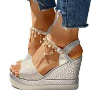 Onsoyours Sandals Women's Platform Wedge Sandals Women Sandals Wedge Heel Summer Shoes Flat Shape Slingback A Plata 34 EU