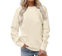 Onsoyours Sudadera de cuello redondo para mujer, jersey de otoño, monocolor, camiseta larga, básica, sin capucha, elegante, camiseta de manga larga, adolescente, niña, ropa de calle, A beige., XL