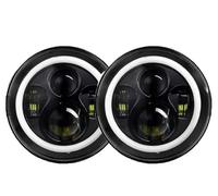 Ontaje Luz De Coche Faro Led negro de 7 pulgadas para Land para Rover para Defender 4X4, accesorios urbanos, conjunto de faros redondos de 7 pulgadas, 2 unidades Faros Delanteros Automóvil(B)